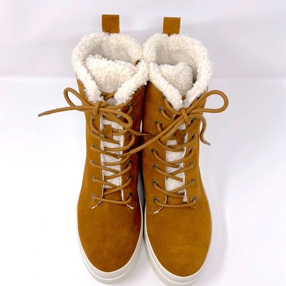 J/SLIDES Torrie Cognac Waterproof Suede Hi Top - Picture 2 of 16